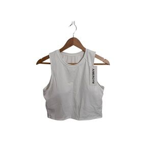 White Women's Workout Cropped Tank Tops with Built-in Bra Pads